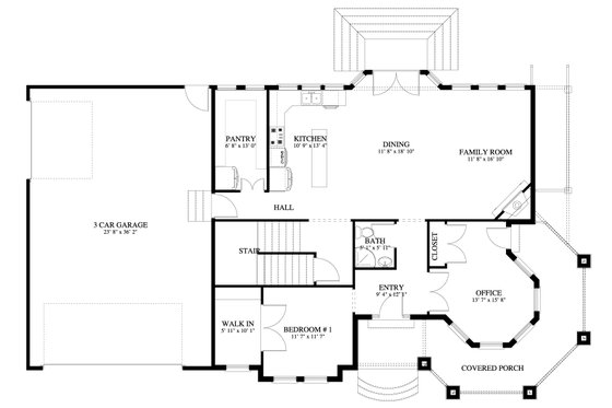 Floor Plan - Main Floor for Victorian House Plan #1060-51 - 4 bed, 3 bath