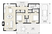 Cabin Style House Plan - 2 Beds 1 Baths 1070 Sq/Ft Plan #924-27 Floor 