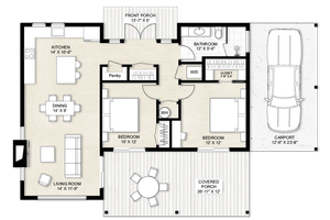 Floor Plan - Main Floor for Cabin House Plan #924-27 - 2 bed, 1 bath