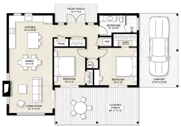 Home Plan - Cabin Floor Plan - Main Floor Plan #924-27