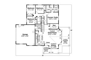 Floor Plan - Main Floor for Craftsman House Plan #124-1184 - 4 bed, 2 bath