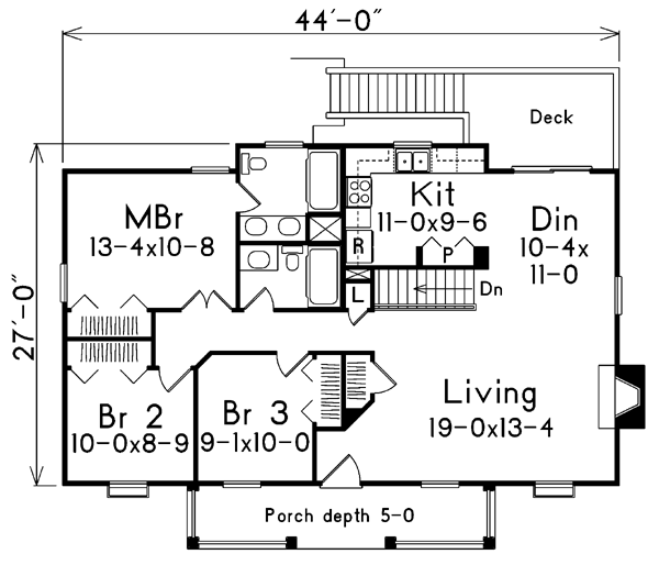 Cottage Floor Plan - Main Floor Plan #57-151