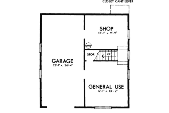 Floor Plan - Lower Floor for Cottage House Plan #320-293 - 3 bed, 2 bath