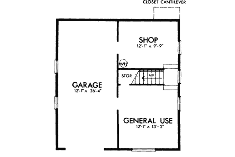 Home Plan - Floor Plan - Lower Floor for Cottage House Plan #320-293 - 3 bed, 2 bath