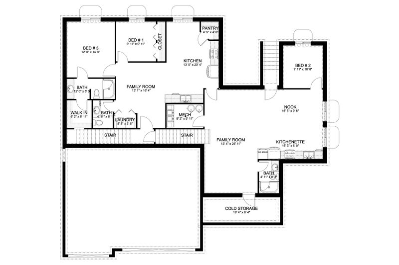 Architectural House Design - Floor Plan - Lower Floor for Farmhouse House Plan #1060-247 - 3 bed, 3.5 bath