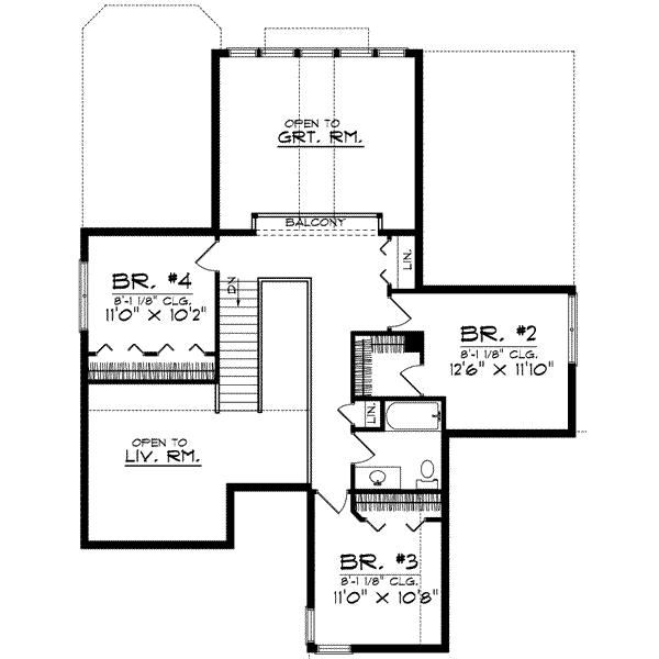 Architectural House Design - European Floor Plan - Upper Floor Plan #70-602