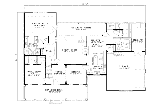 Floor Plan - Main Floor for Farmhouse House Plan #17-403 - 5 bed, 4.5 bath