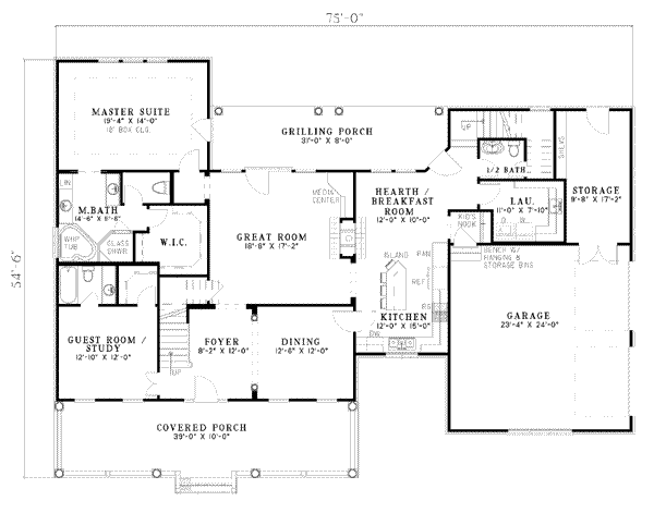 Dream House Plan - Farmhouse Floor Plan - Main Floor Plan #17-403