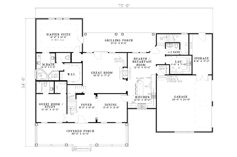 Dream House Plan - Floor Plan - Main Floor for Farmhouse House Plan #17-403 - 5 bed, 4.5 bath