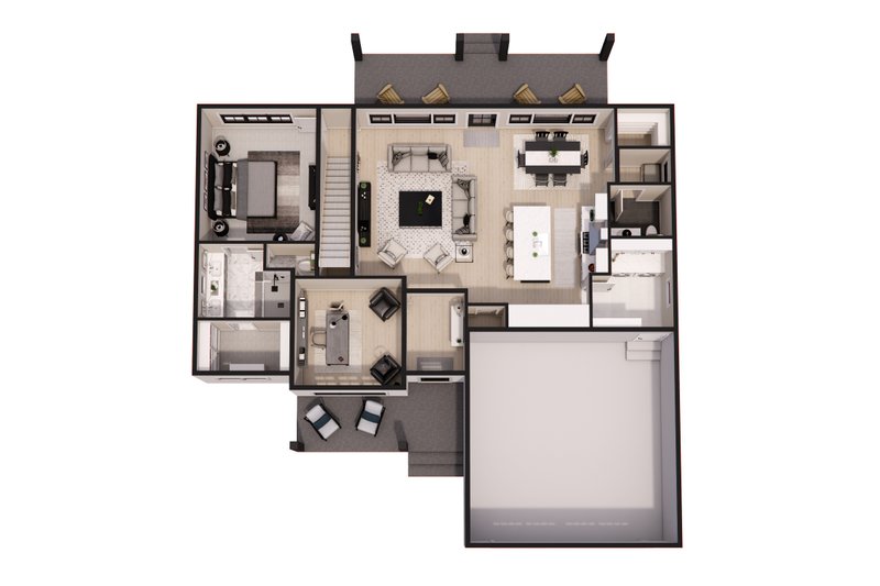 House Blueprint - Floor Plan - Main Floor 1 for Craftsman House Plan #51-1385 - 4 bed, 3.5 bath