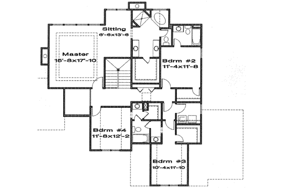 Floor Plan - Upper Floor for Traditional House Plan #6-136 - 4 bed, 3.5 bath