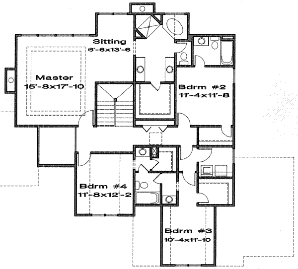Traditional Floor Plan - Upper Floor Plan #6-136
