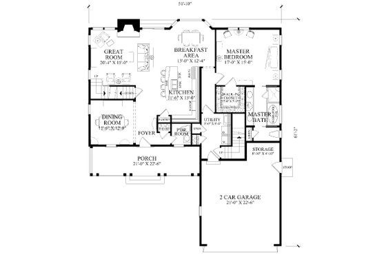 Floor Plan - Main Floor for Traditional House Plan #137-290 - 4 bed, 3.5 bath