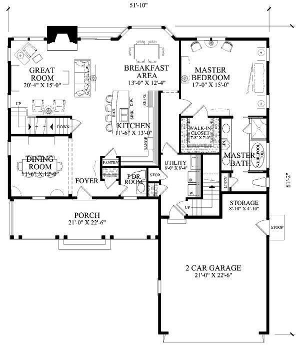 Home Plan - Traditional Floor Plan - Main Floor Plan #137-290