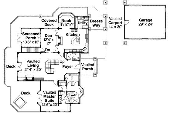 Floor Plan - Main Floor for European House Plan #124-586 - 3 bed, 3.5 bath