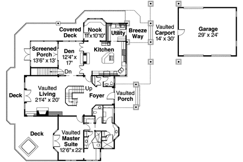 Home Plan - Floor Plan - Main Floor for European House Plan #124-586 - 3 bed, 3.5 bath