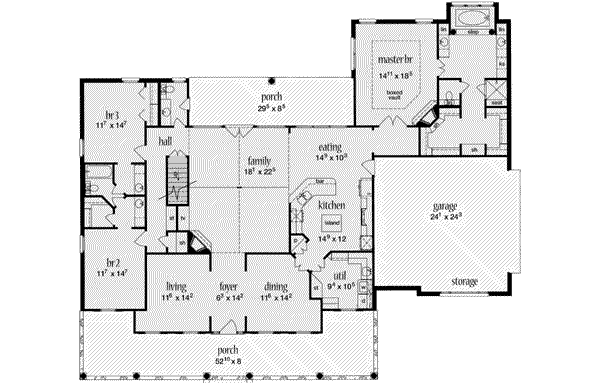 Home Plan - Southern Floor Plan - Main Floor Plan #36-448