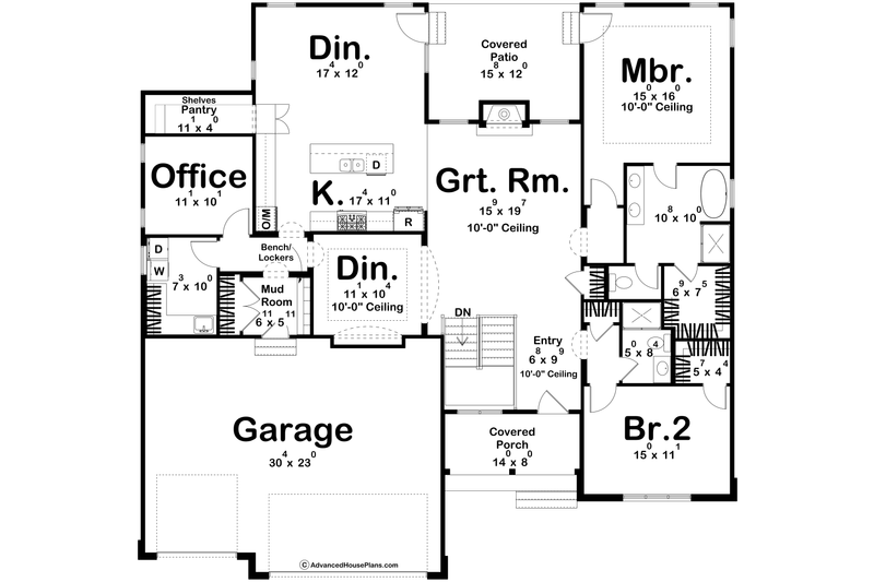 House Plan Design - Floor Plan - Main Floor for Modern House Plan #455-448 - 2 bed, 2 bath