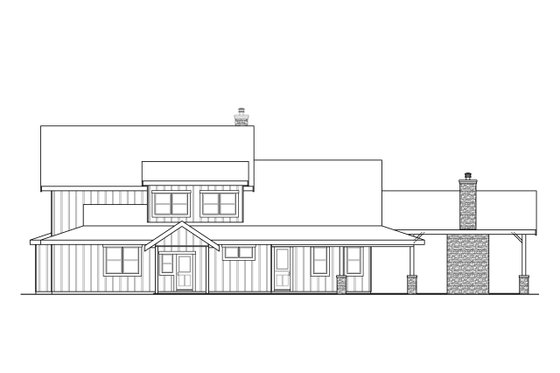 Exterior - Rear Elevation for Farmhouse House Plan #124-1253 - 5 bed, 5.5 bath