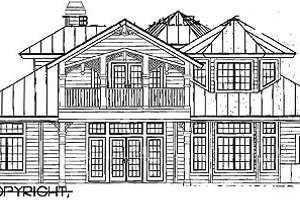 Exterior - Rear Elevation for European House Plan #115-139 - 3 bed, 3.5 bath