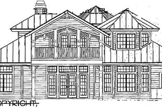 Exterior - Rear Elevation for European House Plan #115-139 - 3 bed, 3.5 bath