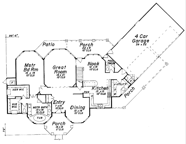 House Plan Design - European Floor Plan - Main Floor Plan #52-161