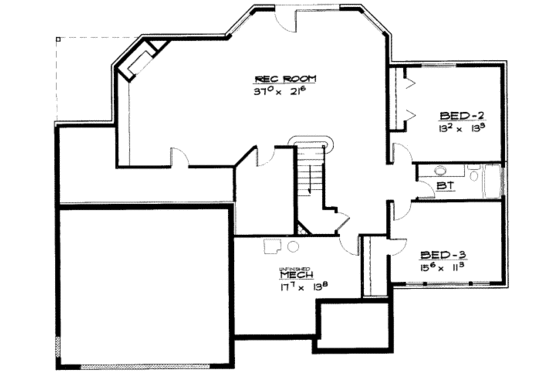 Floor Plan - Lower Floor for Traditional House Plan #308-113 - 4 bed, 3 bath
