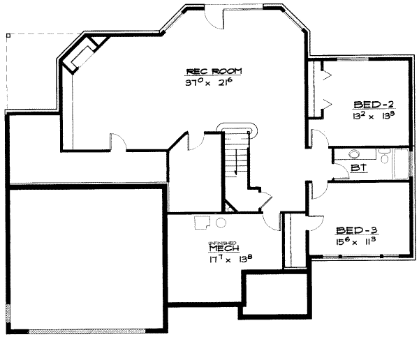 Traditional Floor Plan - Lower Floor Plan #308-113