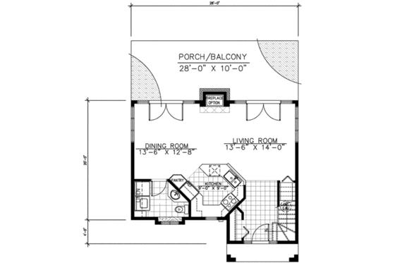 Floor Plan - Main Floor for Traditional House Plan #138-166 - 3 bed, 1.5 bath