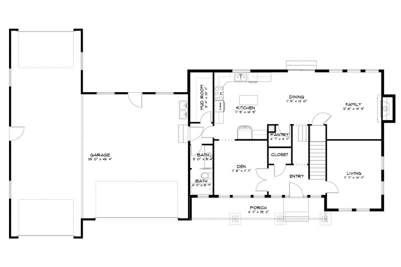 Dream House Plan - Floor Plan - Main Floor for Farmhouse House Plan #1060-207 - 5 bed, 3 bath