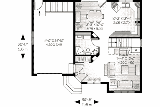Floor Plan - Main Floor for Traditional House Plan #23-547 - 3 bed, 2 bath