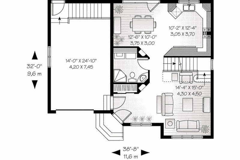 Home Plan - Floor Plan - Main Floor for Traditional House Plan #23-547 - 3 bed, 2 bath