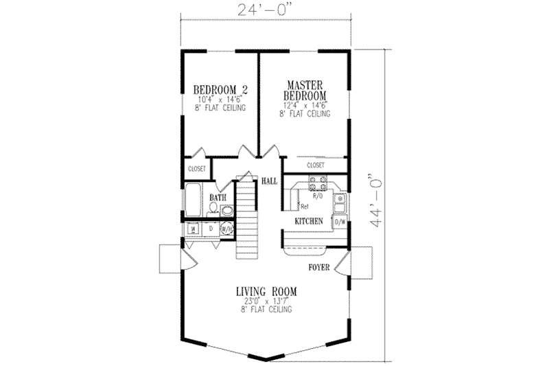 Dream House Plan - Floor Plan - Main Floor for Modern House Plan #1-237 - 3 bed, 1 bath