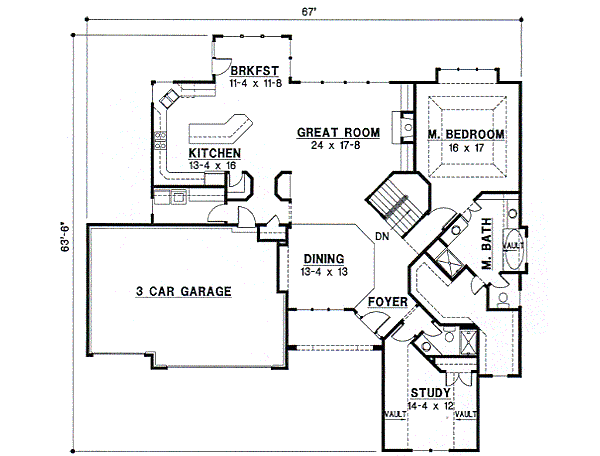 Traditional Floor Plan - Main Floor Plan #67-384