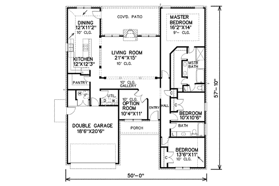 Floor Plan - Main Floor for Traditional House Plan #65-486 - 3 bed, 2 bath