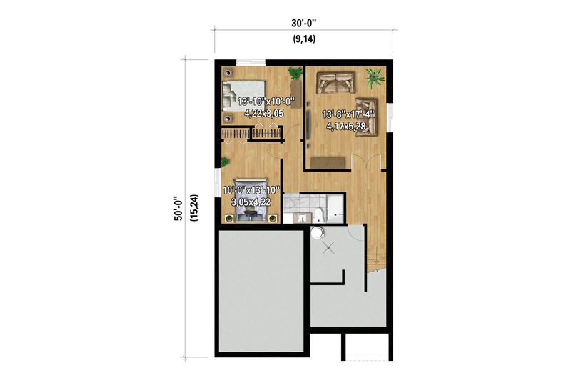 Architectural House Design - Floor Plan - Lower Floor 1 for Modern House Plan #25-5046 - 3 bed, 2 bath