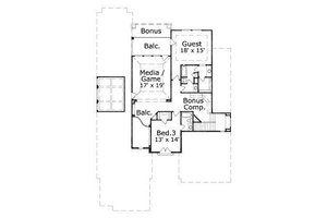 Floor Plan - Upper Floor for European House Plan #411-371 - 4 bed, 4 bath