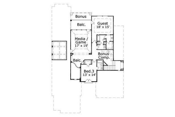Floor Plan - Upper Floor for European House Plan #411-371 - 4 bed, 4 bath