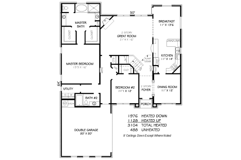 Traditional Style House Plan - 4 Beds 3 Baths 3104 Sq Ft Plan #424-288 