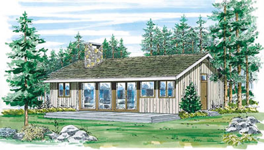 Cabin Style House Plan - 3 Beds 1 Baths 950 Sq/Ft Plan #47-109
