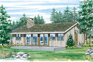 Cabin Exterior - Front Elevation Plan #47-109
