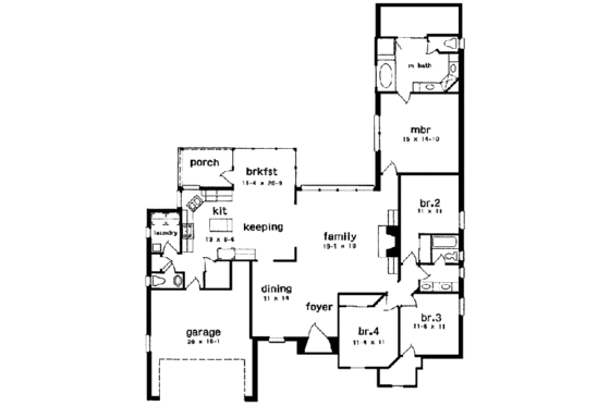Floor Plan - Main Floor for European House Plan #301-101 - 4 bed, 2.5 bath
