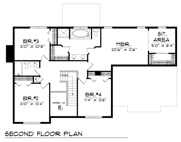 Traditional Floor Plan - Upper Floor Plan #70-399