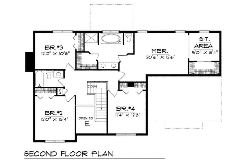 Home Plan - Floor Plan - Upper Floor for Traditional House Plan #70-399 - 4 bed, 2.5 bath