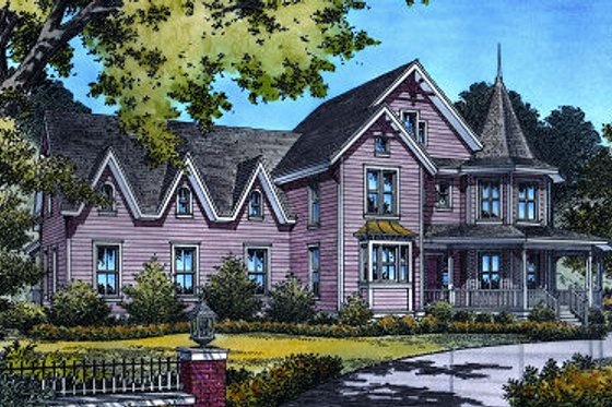 Exterior - Front Elevation for Traditional House Plan #417-429 - 4 bed, 4 bath