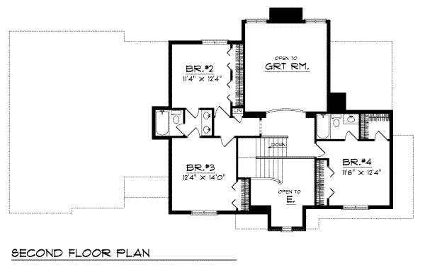 Southern Floor Plan - Upper Floor Plan #70-422