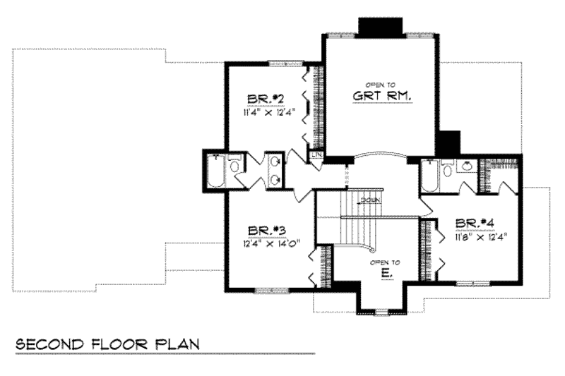 Home Plan - Floor Plan - Upper Floor for Southern House Plan #70-422 - 4 bed, 3.5 bath