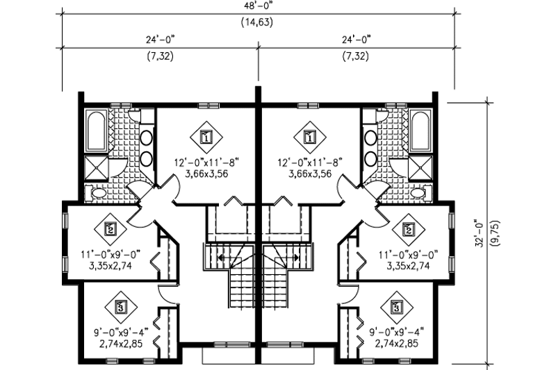 Dream House Plan - Floor Plan - Upper Floor for Modern House Plan #25-3032 - 3 bed, 1.5 bath