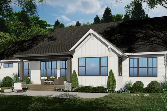 Exterior - Rear Elevation 1 for Traditional House Plan #51-1224 - 2 bed, 2 bath