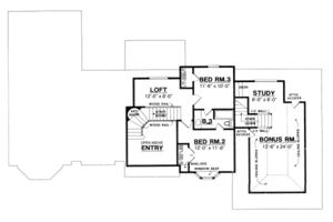 Floor Plan - Upper Floor for European House Plan #40-277 - 3 bed, 2.5 bath